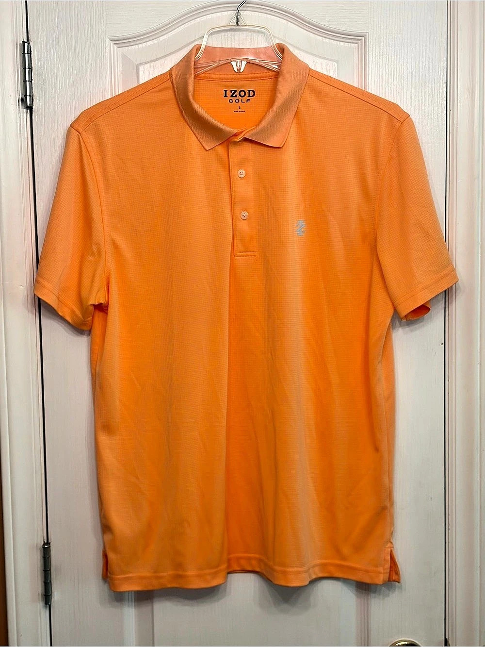 Vintage-Vibe Warm Peach IZOD Golf Polo • Men’s Large • Lightweight Mesh Knit